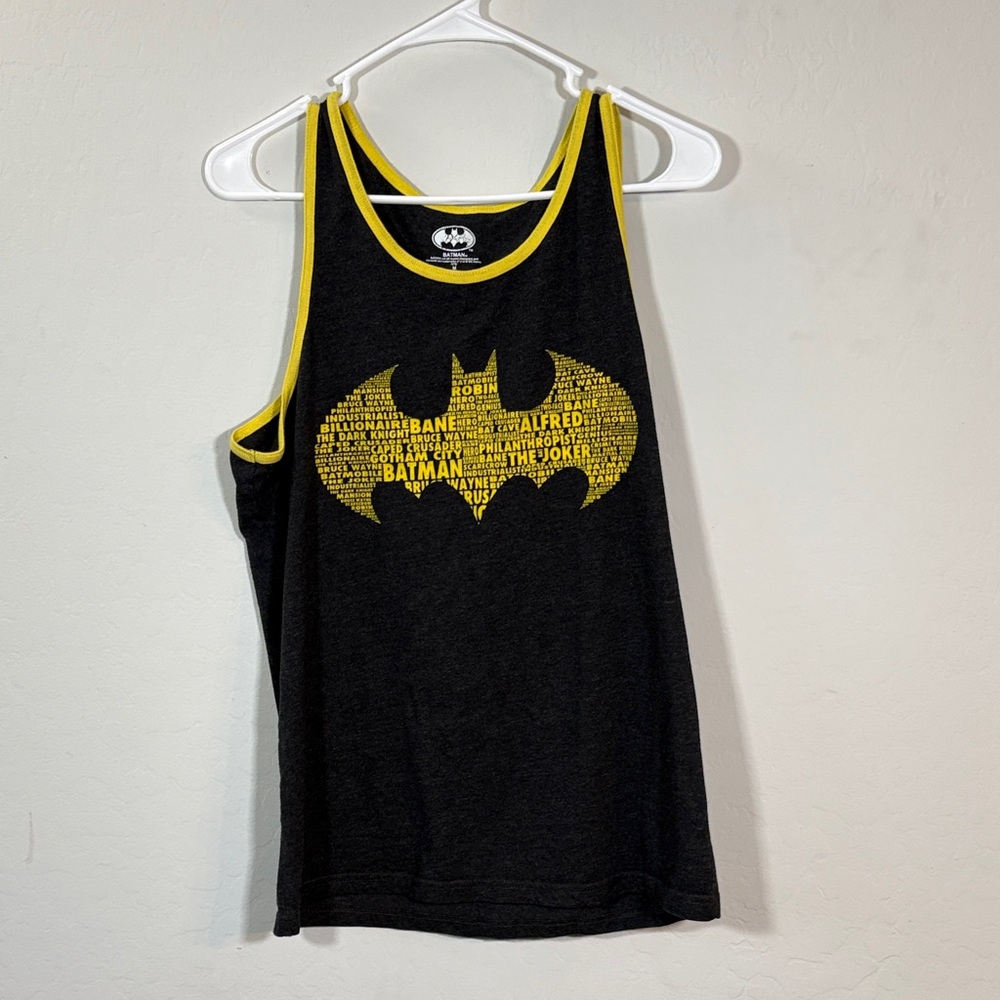 Batman Black Tank with Yellow Bat Emblem and Trim